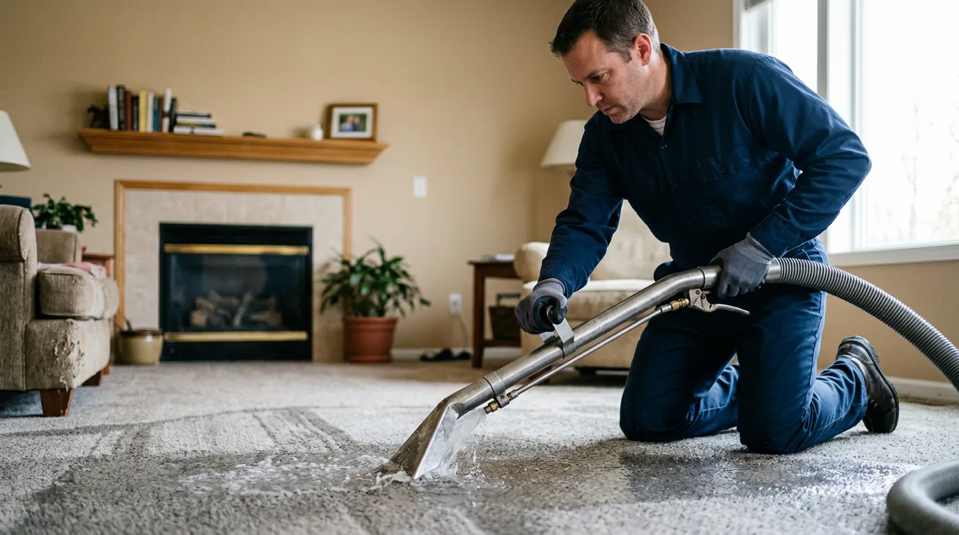 Water damage restoration technician working near Leesville, TX